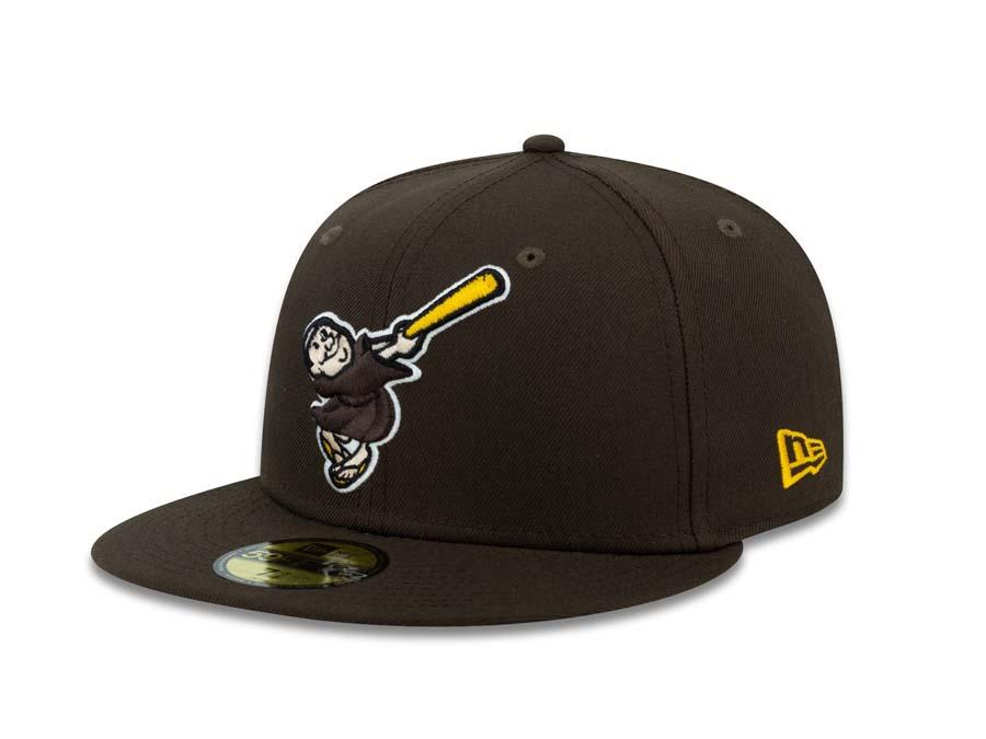 San Diego Padres New Era MLB 59Fifty 5950 Fitted Cap Hat Brown Crown/Visor Brown/Yellow/Black Swinging Friar Monk Logo