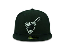Load image into Gallery viewer, San Diego Padres New Era MLB 59Fifty 5950 Fitted Cap Hat Black Crown/Visor Black/White Swinging Friar Monk Logo
