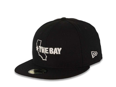 San Francisco Bay Area New Era 59FIFTY 5950 Fitted Cap Hat Black Crown/Visor White The Bay with State Map Logo