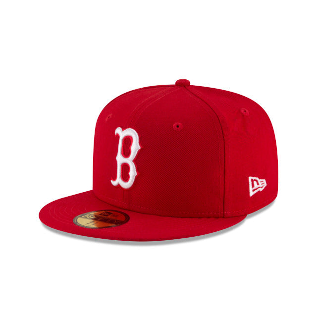 Boston Red Sox New Era MLB 59FIFTY 5950 Fitted Cap Hat Red Crown/Visor White Logo