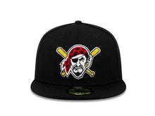 Load image into Gallery viewer, Pittsburgh Pirates New Era MLB 59Fifty 5950 Fitted Cap Hat Black Crown/Visor Pirate Head Logo
