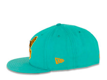 Load image into Gallery viewer, Cleveland Indians New Era MLB 59FIFTY 5950 Fitted Cap Hat Teal Crown/Visor Yellow Chief Wahoo Logo
