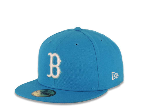 Boston Red Sox New Era MLB 59Fifty 5950 Fitted Cap Hat Turquoise Crown/Visor Black/White Logo
