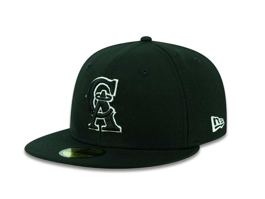 California Angels New Era MLB 59Fifty 5950 Fitted Cap Hat Black Crown/Visor Black/White Retro Logo