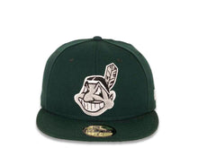 Load image into Gallery viewer, Cleveland Indians New Era MLB 59FIFTY 5950 Fitted Cap Hat Dark Green Crown/Visor Dark Gray/White Chief Wahoo Logo
