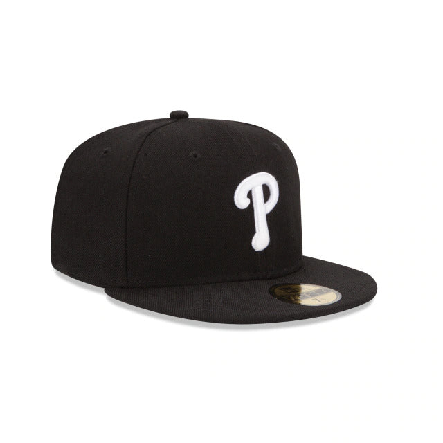 Philadelphia Phillies New Era 5950 Fitted Hat - Black/White