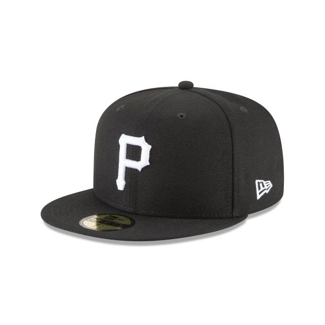 Pittsburgh Pirates New Era MLB 59FIFTY 5950 Fitted Cap Hat Black Crown/Visor White Logo 