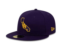Load image into Gallery viewer, Los Angeles Dodgers New Era MLB 59FIFTY 5950 Fitted Cap Hat Purple Crown/Visor Purple/Yellow Map Logo 
