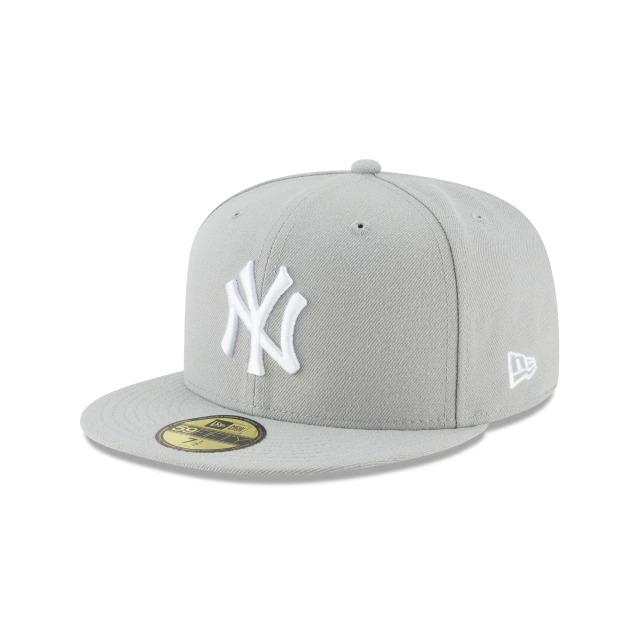 New York Yankees New Era MLB 59FIFTY 5950 Fitted Cap Hat Gray Crown/Visor White Logo 