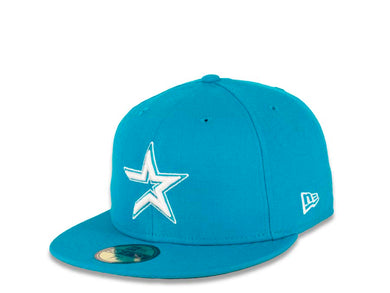 Houston Astros New Era MLB 59FIFTY 5950 Fitted Cap Hat Light Blue Jewel Crown/Visor White Logo 