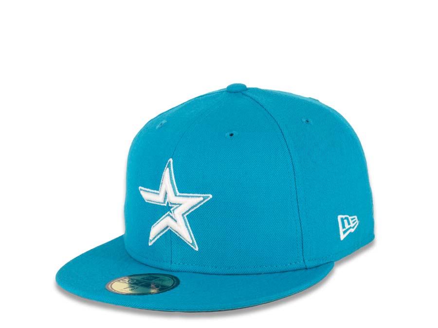 Houston Astros New Era MLB 59FIFTY 5950 Fitted Cap Hat Light Blue Jewel Crown/Visor White Logo 