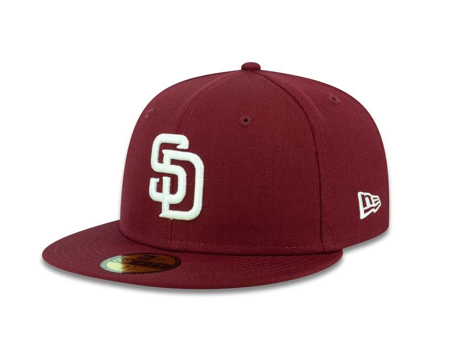San Diego Padres New Era MLB 59FIFTY 5950 Fitted Cap Hat Cardinal Crown/Visor White Logo 