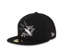 Load image into Gallery viewer, San Jose Sharks New Era NHL 59FIFTY 5950 Fitted Cap Hat Black Crown/Visor Black/White Logo
