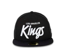 Load image into Gallery viewer, Los Angeles Kings New Era NHL 59FIFTY 5950 Fitted Cap Hat Black Crown/Visor White “Text” Logo 
