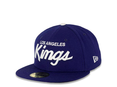 Los Angeles Kings New Era NHL 59FIFTY 5950 Fitted Cap Hat Royal Blue Crown/Visor White “Text” Logo 