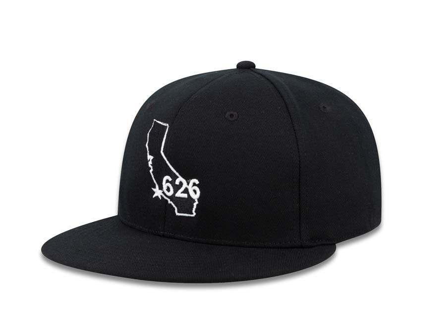 626 New Era 59FIFTY 5950 Fitted Cap Hat Black Crown/Visor Black/White State 626 Logo 