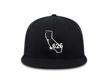 Load image into Gallery viewer, 626 New Era 59FIFTY 5950 Fitted Cap Hat Black Crown/Visor Black/White State 626 Logo 

