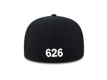 Load image into Gallery viewer, 626 New Era 59FIFTY 5950 Fitted Cap Hat Black Crown/Visor Black/White State 626 Logo 
