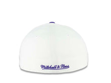 Load image into Gallery viewer, Los Angeles Kings NHL Mitchell &amp; Ness Fitted Cap Hat White Crown/Visor Yellow/Purple/White “Crown” Vintage Old School Logo
