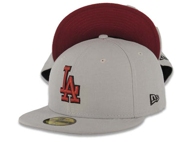 Los Angeles Dodgers New Era MLB 59FIFTY 5950 Fitted Cap Hat Gray Crown/Visor Cardinal/Black Logo Cardinal UV