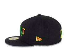 Load image into Gallery viewer, CALI CALIfornia New Era 59FIFTY 5950 Fitted Cap Hat Black Crown/Visor Red/Yellow/Green Raster CALI Script Logo with Map 
