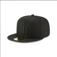 Load image into Gallery viewer, Tampa Bay Rays New Era MLB Fitted Cap Hat Black Crown/Visor Black Logo
