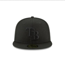 Load image into Gallery viewer, Tampa Bay Rays New Era MLB Fitted Cap Hat Black Crown/Visor Black Logo
