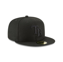 Load image into Gallery viewer, Tampa Bay Rays New Era MLB Fitted Cap Hat Black Crown/Visor Black Logo
