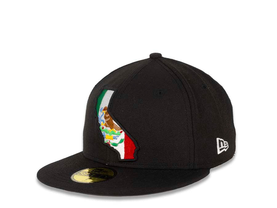 CaliMex New Era 59FIFTY 5950 Fitted Cap Hat Black Crown/Visor Mexico Flag Inside California State Map Logo