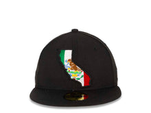 Load image into Gallery viewer, CaliMex New Era 59FIFTY 5950 Fitted Cap Hat Black Crown/Visor Mexico Flag Inside California State Map Logo
