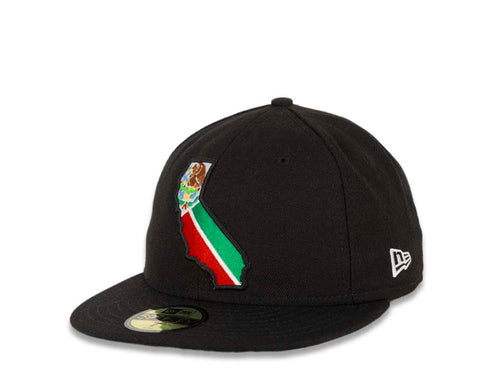 CaliMex New Era 59FIFTY 5950 Fitted Cap Hat Black Crown/Visor Mexico Flag Inside California State Map Logo