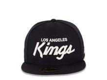 Load image into Gallery viewer, Los Angeles Kings New Era NHL 59FIFTY 5950 Fitted Cap Hat Dark Navy Crown/Visor White “Text” Logo 
