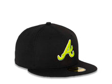 Load image into Gallery viewer, Atlanta Braves New Era MLB 59FIFTY 5950 Cap Hat Black Crown/Visor Cyber Green/White Logo
