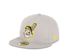 Load image into Gallery viewer, Cleveland Indians New Era MLB 59FIFTY 5950 Fitted Cap Hat Gray Crown/Visor Gray/Green/White/Black Chief Wahoo Logo
