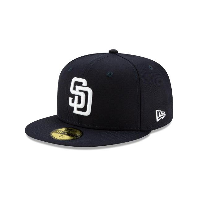 San Diego Padres New Era MLB 59FIFTY 5950 Fitted Cap Hat Navy Crown/Visor White Logo 