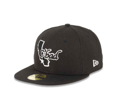 Carlsbad C’Bad New Era 59FIFTY 5950 Fitted Cap Hat Black Crown/Visor Black/White with California State Map Logo