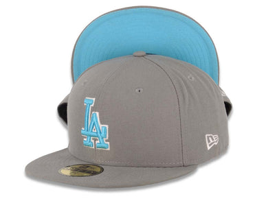 Los Angeles Dodgers New Era MLB 59FIFTY 5950 Fitted Cap Hat Gray Crown/Visor Light Blue/White Logo