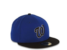 Load image into Gallery viewer, Washington Nationals New Era MLB Fitted 59Fifty 5950 Cap Hat Dark Royal Crown Black Visor Black/White Logo
