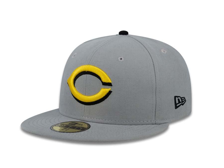 Cincinnati Reds New Era 59FIFTY 5950 Fitted Cap Hat Gray Crown/Visor Yellow/Black Logo 