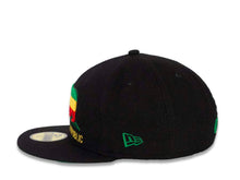 Load image into Gallery viewer, California Republic New Era 59FIFTY 5950 Fitted Melton Cap Hat Black Crown/Visor Gray/Yellow/Red Logo Green UV
