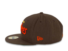 Load image into Gallery viewer, San Diego Padres New Era MLB 59FIFTY 5950 Fitted Cap Hat Light Brown Crown/Visor Orange/Yellow “Text” Logo Green UV
