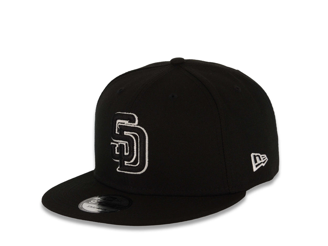 San Diego Padres New Era MLB 9FIFTY 950 Snapback Cap Hat Black Crown/Visor Black/White Logo Black UV
