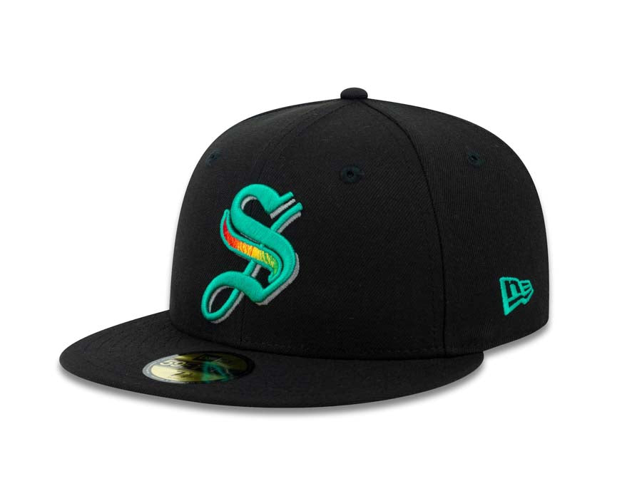 Saraperos de Saltillo New Era LMB 59FIFTY 5950 Fitted Cap Hat Black Crown/Visor Team Color Logo