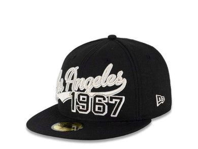 Los Angeles Kings New Era NHL 59FIFTY 5950 Fitted Cap Hat Black Crown/Visor Black/White Logo With Text 1967 Beginning
