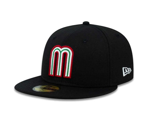 Mexico New Era WBC 59FIFTY 5950 Fitted Cap Hat Black Crown/Visor Green/White/Red Logo 
