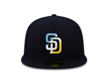 Load image into Gallery viewer, San Diego Padres New Era MLB 59FIFTY 5950 Fitted Cap Hat Navy Crown/Visor Blue/White/Yellow Diagonal Logo 
