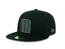 Load image into Gallery viewer, Mexico New Era WBC 59FIFTY 5950 Fitted Cap Hat Black Crown/Visor Black/Gray Logo 

