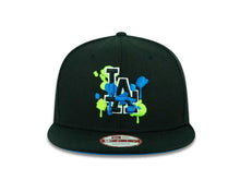 Load image into Gallery viewer, Los Angeles Dodgers New Era MLB 9FIFTY 950 Snapback Cap Hat Black Crown/Visor Black/Blue/Green Splatter Logo 
