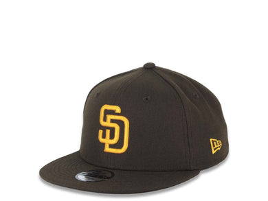 (Youth) San Diego Padres New Era MLB 9FIFTY 950 Kid Snapback Cap Hat Brown Crown/Visor Yellow Logo