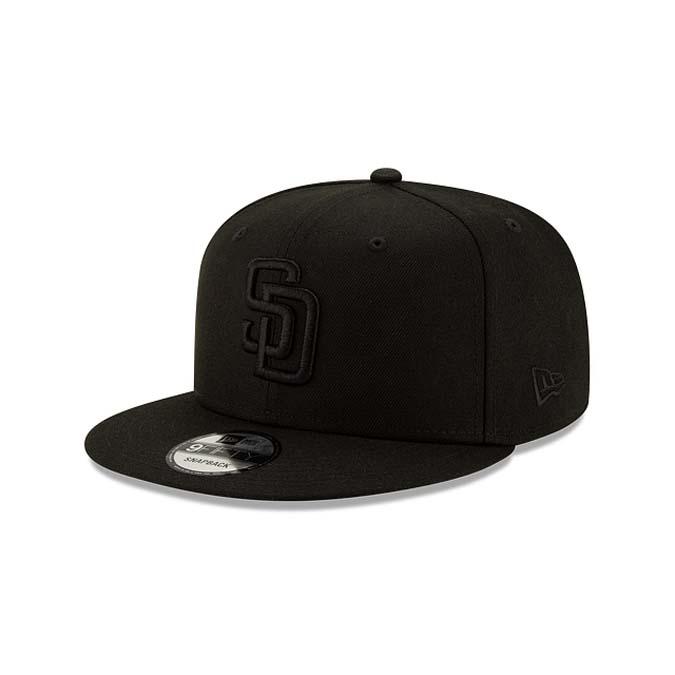 San Diego Padres New Era MLB 9FIFTY 950 Snapback Cap Hat Black Crown/Visor Black Logo 